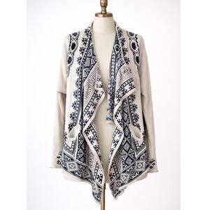 Johnny Was Biya Embroidered Open Front Waterfall Cardigan Size Large